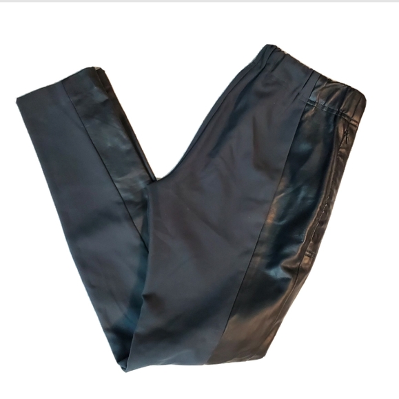 Club Monaco Charcoal Gray Faux Leather Trim Pants - Picture 1 of 5